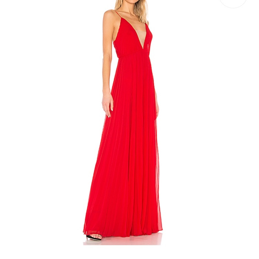 JILL BY JILL STUART CHIFFON GOWN IN POPPY RED